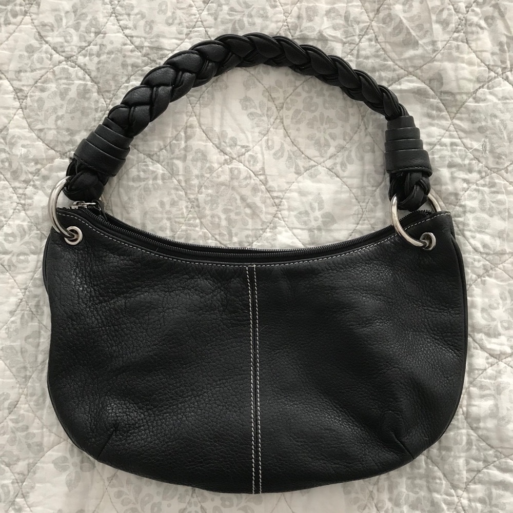 Ralph Lauren Black Leather Purse w/ Braided Strap